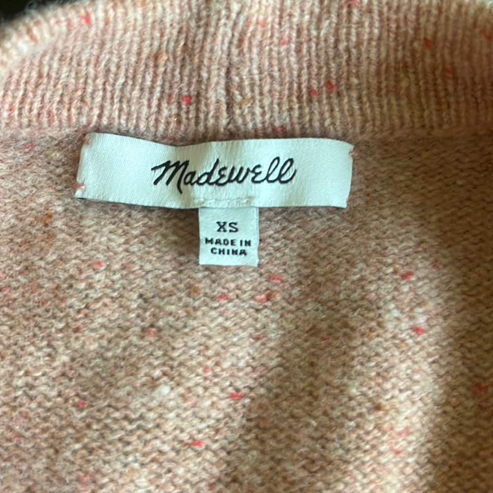Madewell merino wool XS cardigan. Speckled pink/blush.